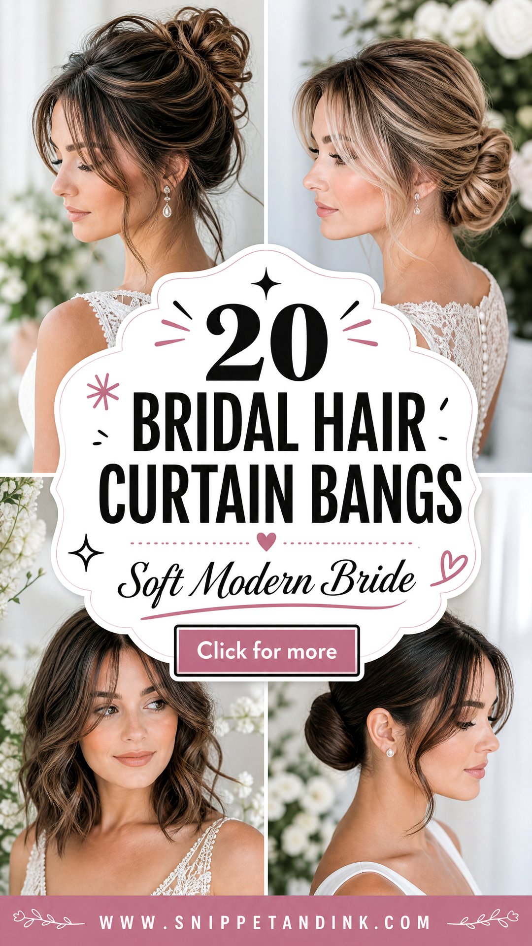 20 Bridal Hair Curtain Bangs for Soft Modern Brides to Love - 20 Bridal Hair Curtain Bangs for Soft, Modern Brides to Love