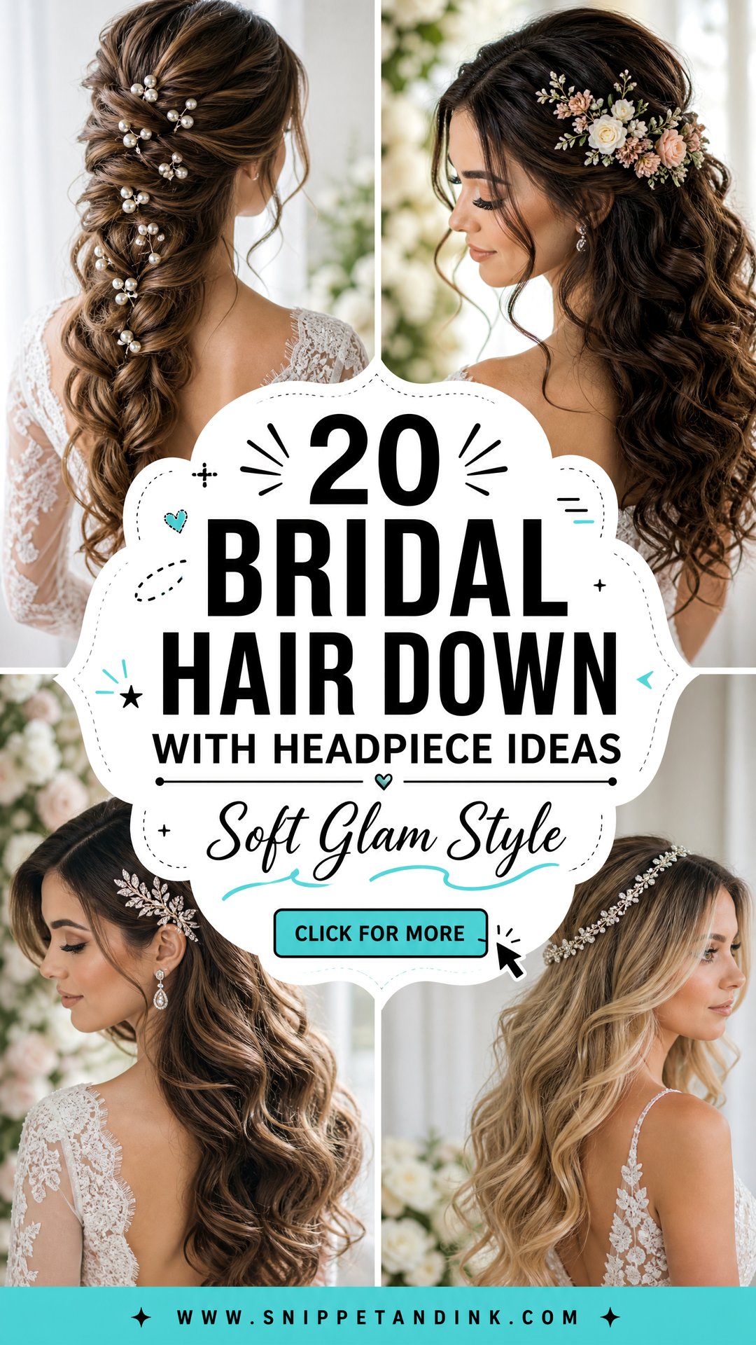 20 Bridal Hair Down With Headpiece Ideas for Soft Glam - 20 Bridal Hair Down With Headpiece Ideas for Soft Glam