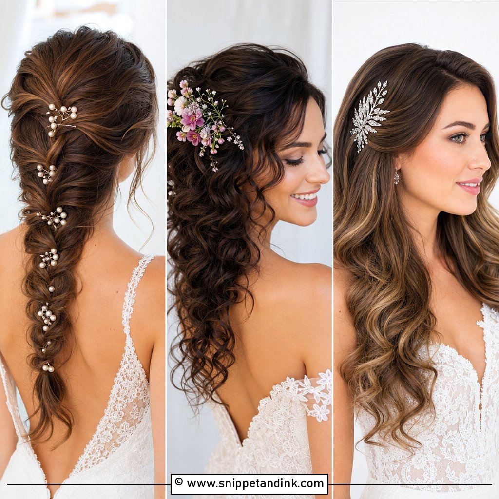 20 Bridal Hair Down With Headpiece Ideas for Soft Glam