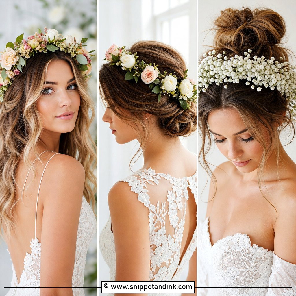 20 Bridal Hair Flower Crown Ideas for Boho Wedding Magic