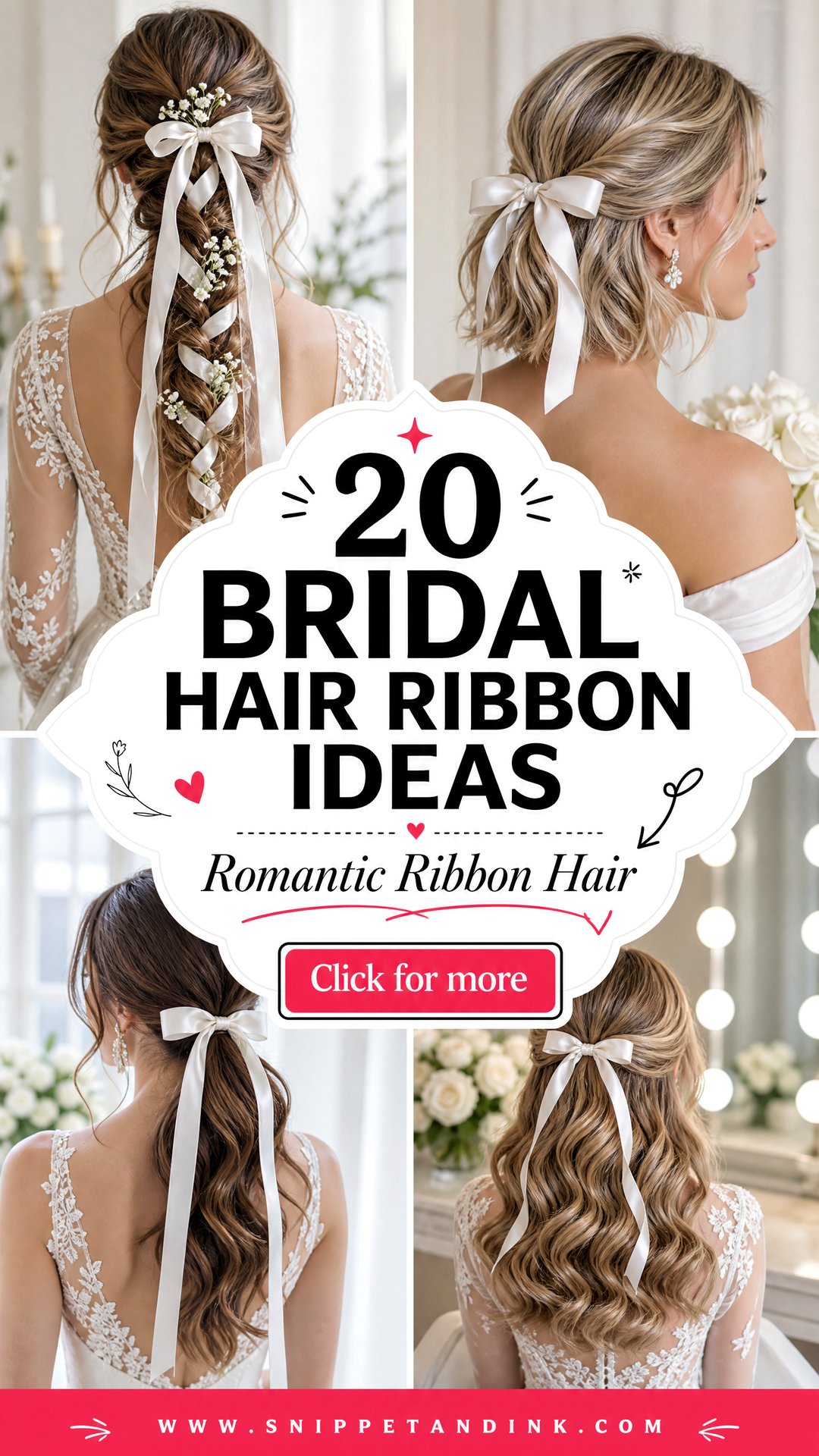 20 Bridal Hair Ribbon Ideas for a Romantic Wedding Day - 20 Bridal Hair Ribbon Ideas for a Romantic Wedding Day