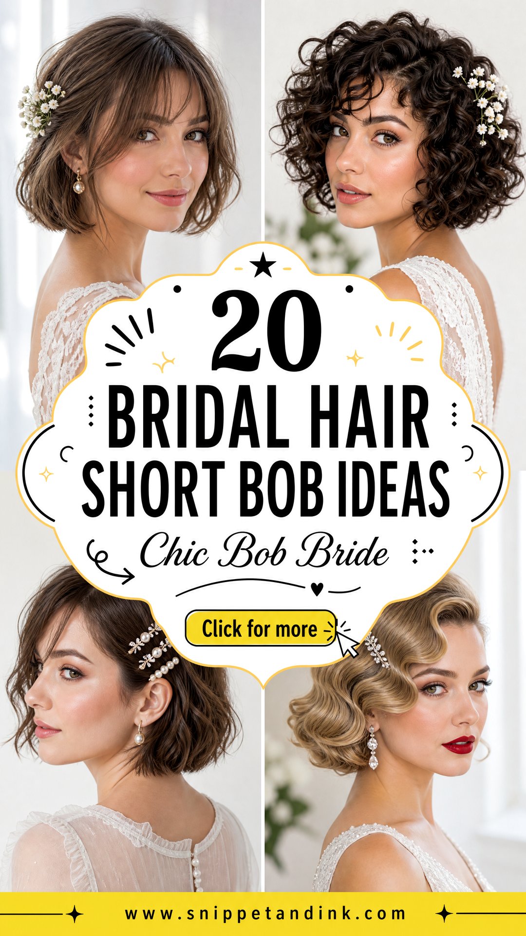 20 Bridal Hair Short Bob Ideas for Chic Wedding Style - 20 Bridal Hair Short Bob Ideas for Chic Wedding Style