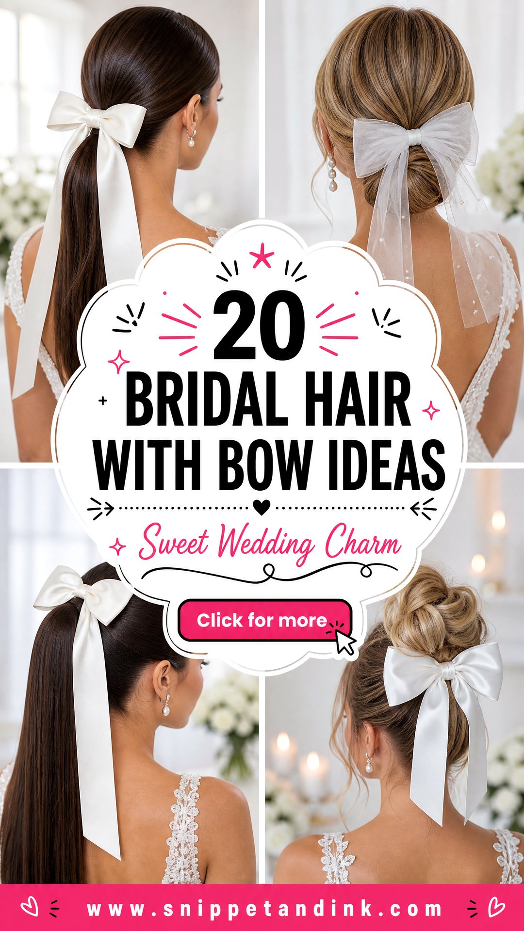 20 Bridal Hair with Bow Ideas for Sweet Wedding Charm - 20 Bridal Hair with Bow Ideas for Sweet Wedding Charm