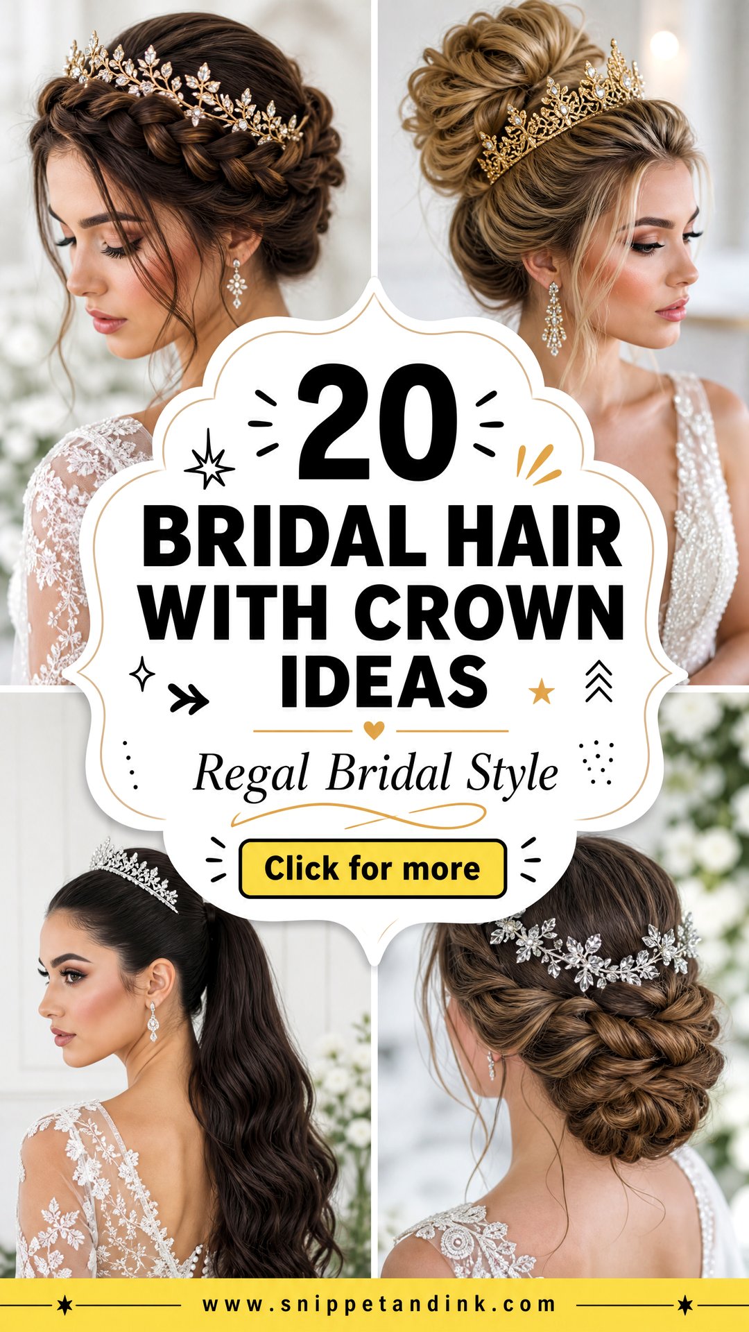 20 Bridal Hair with Crown Ideas for Regal Wedding Style - 20 Bridal Hair with Crown Ideas for Regal Wedding Style