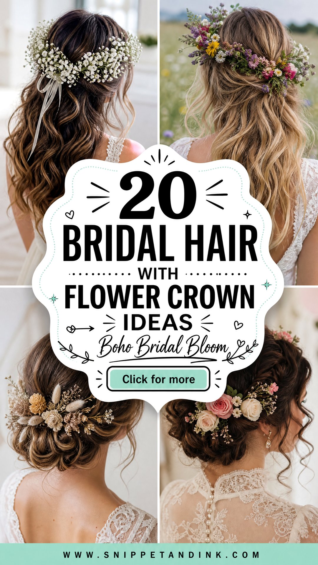 20 Bridal Hair with Flower Crown Ideas for Boho Brides - 20 Bridal Hair with Flower Crown Ideas for Boho Brides