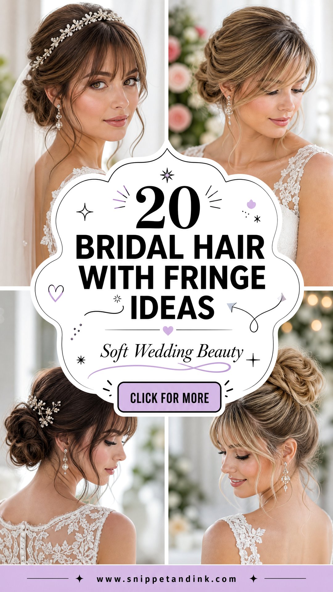 20 Bridal Hair with Fringe Ideas for a Soft Wedding Look - 20 Bridal Hair with Fringe Ideas for a Soft Wedding Look