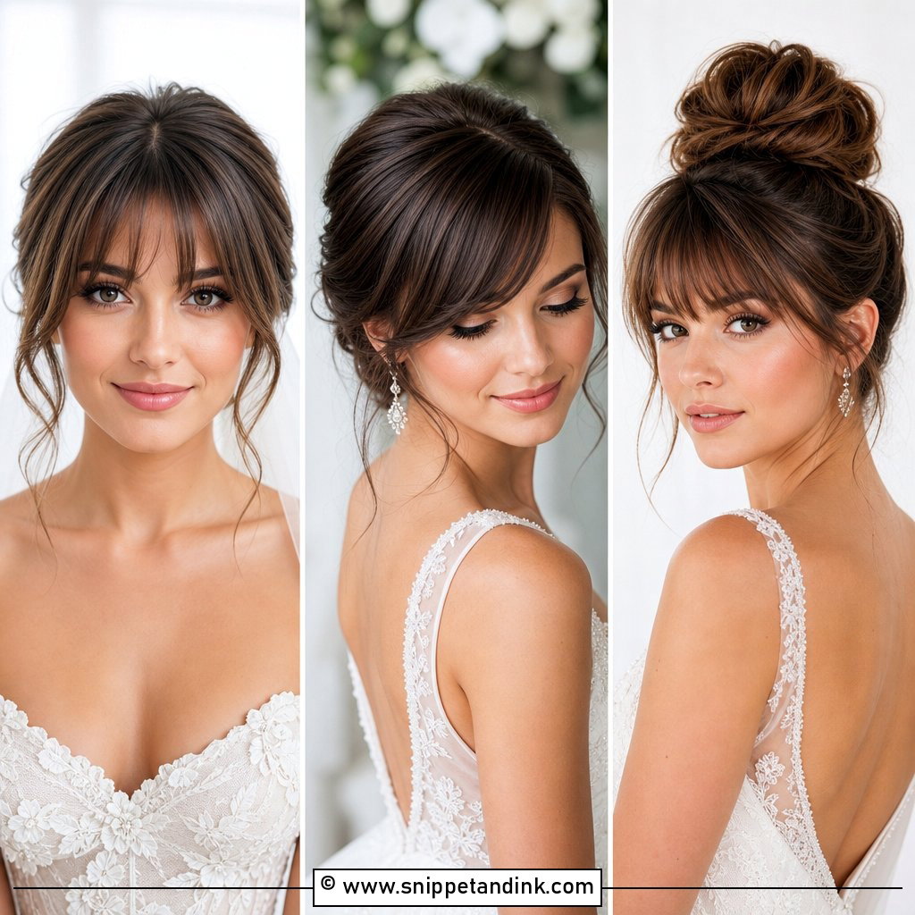 20 Bridal Hair with Fringe Ideas for a Soft Wedding Look