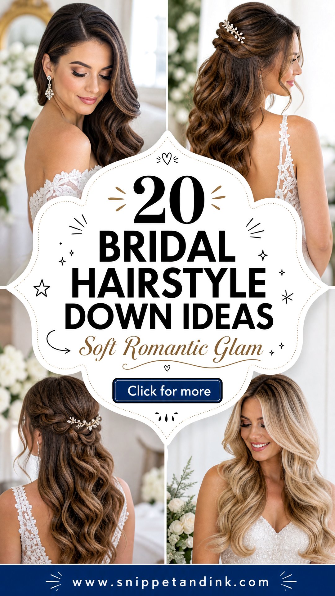 20 Bridal Hairstyle Down Ideas for Soft Romantic Glam - 20 Bridal Hairstyle Down Ideas for Soft Romantic Glam