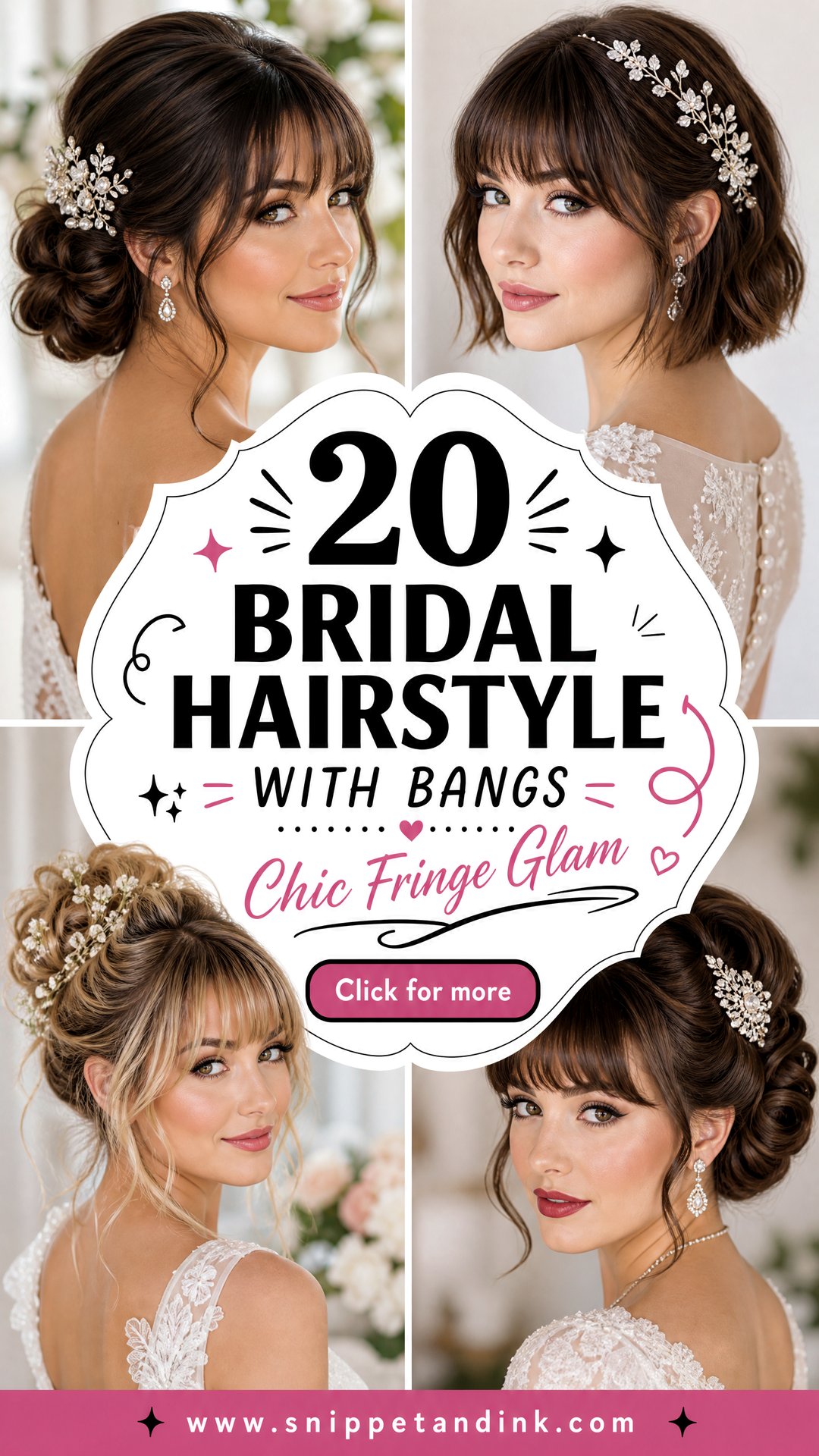 20 Bridal Hairstyle with Bangs for a Chic Wedding Look - 20 Bridal Hairstyle with Bangs for a Chic Wedding Look