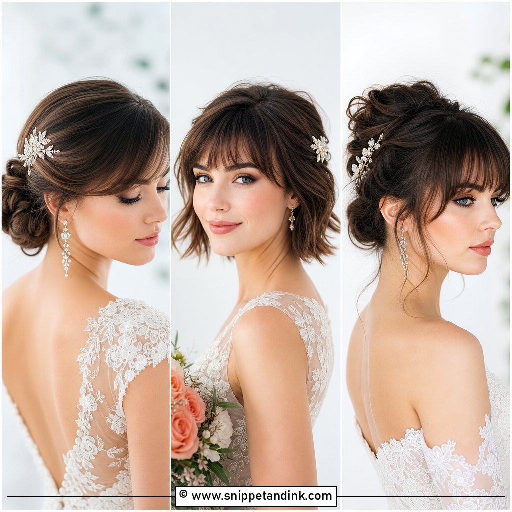 20 Bridal Hairstyle with Bangs for a Chic Wedding Look