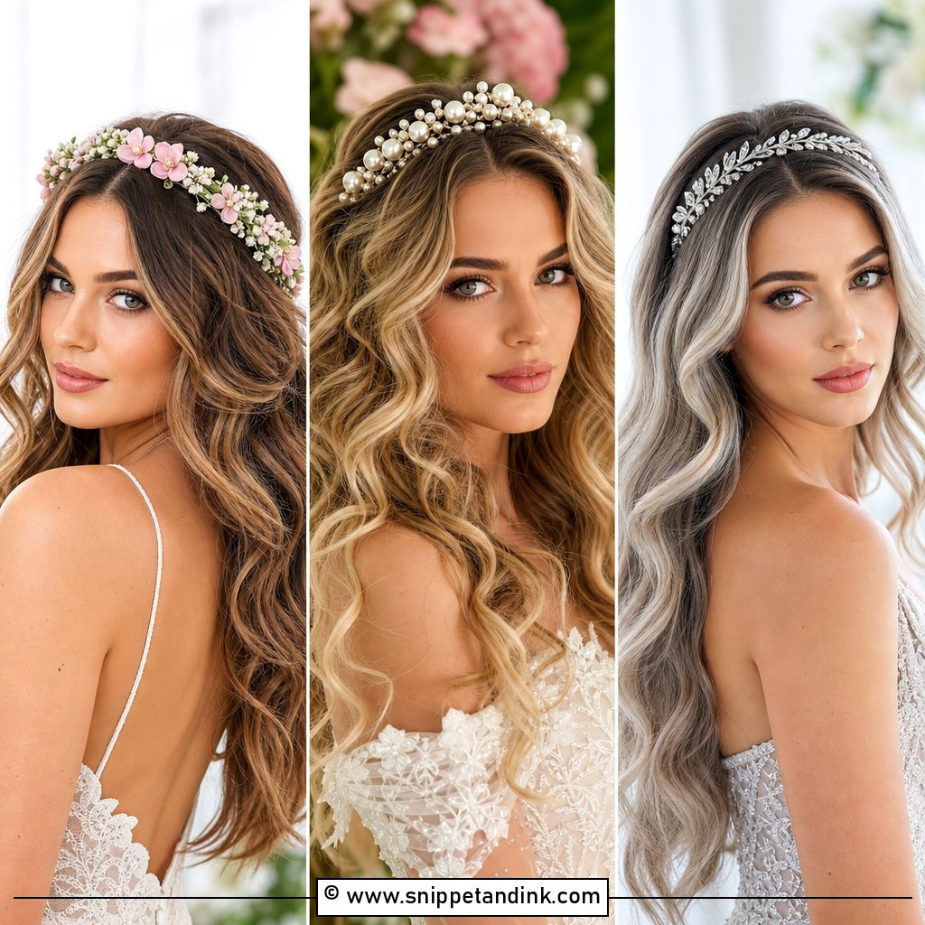 20 Bridal Headband with Hair Down Ideas for Soft Glam