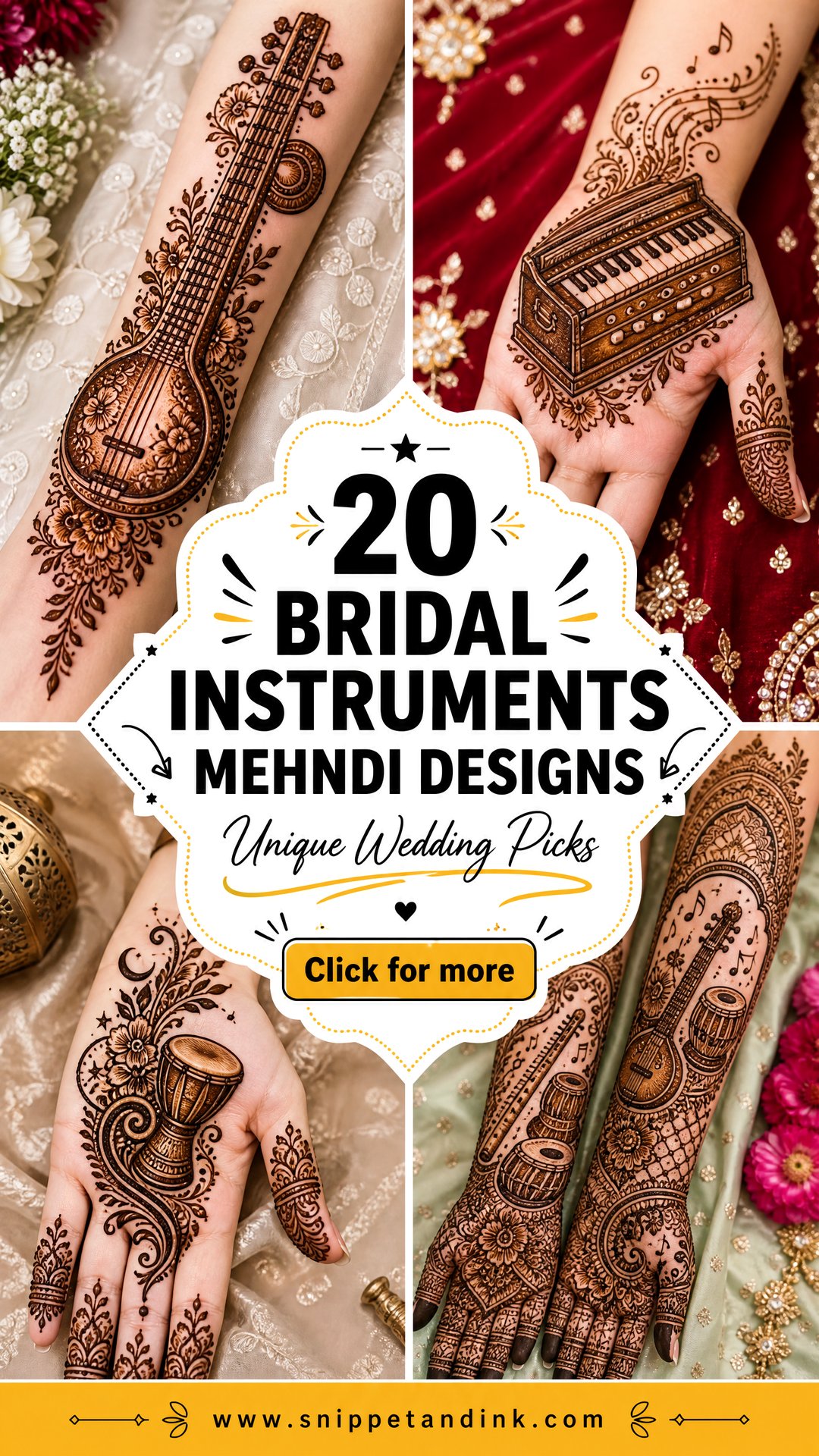 20 Bridal Instruments Mehndi Designs Unique Wedding Picks - 20 Bridal Instruments Mehndi Designs: Unique Wedding Picks