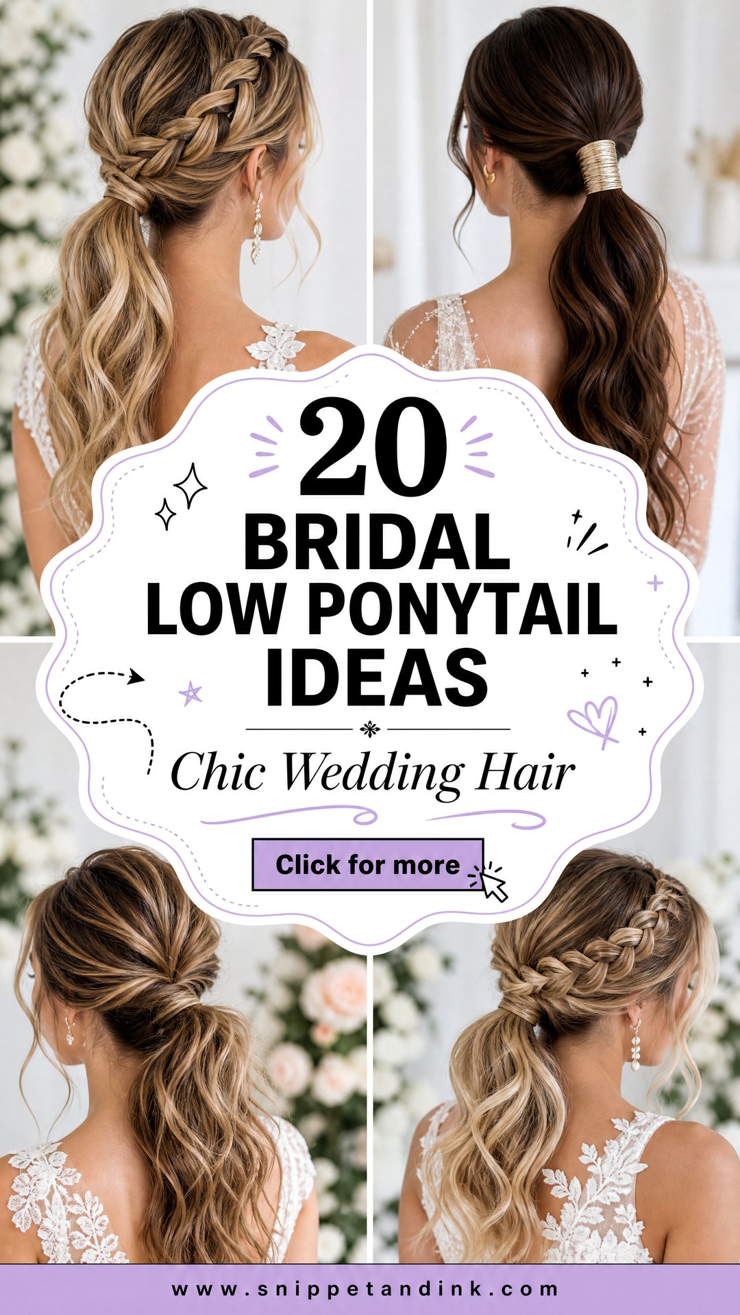 20 Bridal Low Ponytail Ideas for Chic Wedding Hair - 20 Bridal Low Ponytail Ideas for Chic Wedding Hair