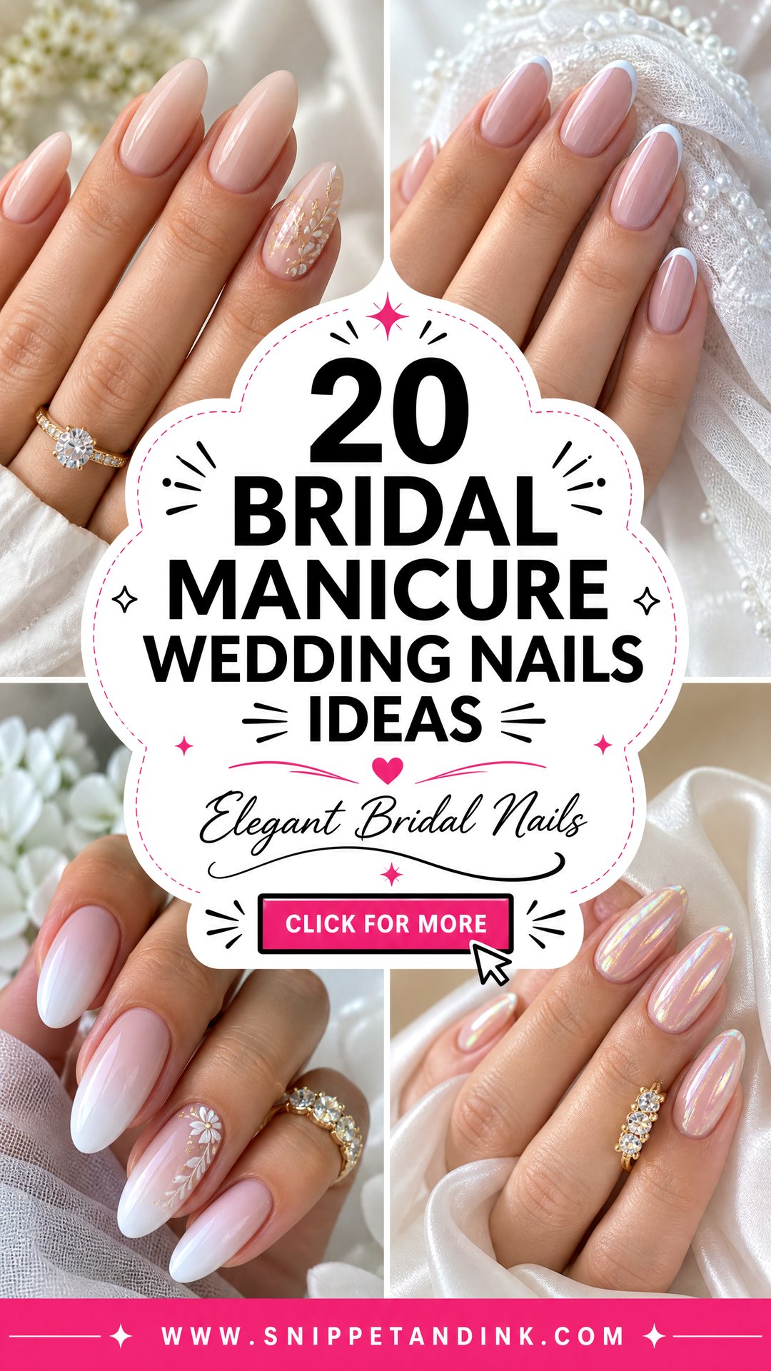 20 Bridal Manicure Wedding Nails Ideas for Elegant Brides - 20 Bridal Manicure Wedding Nails Ideas for Elegant Brides