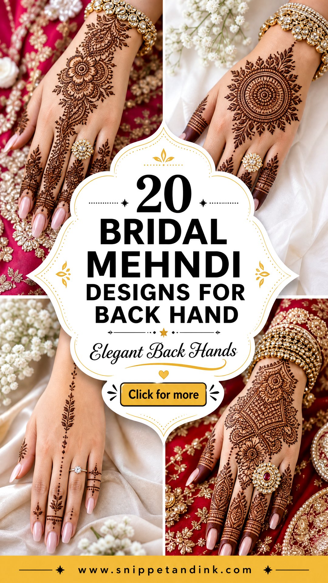 20 Bridal Mehndi Designs for Back Hand for Elegant Brides - 20 Bridal Mehndi Designs for Back Hand for Elegant Brides