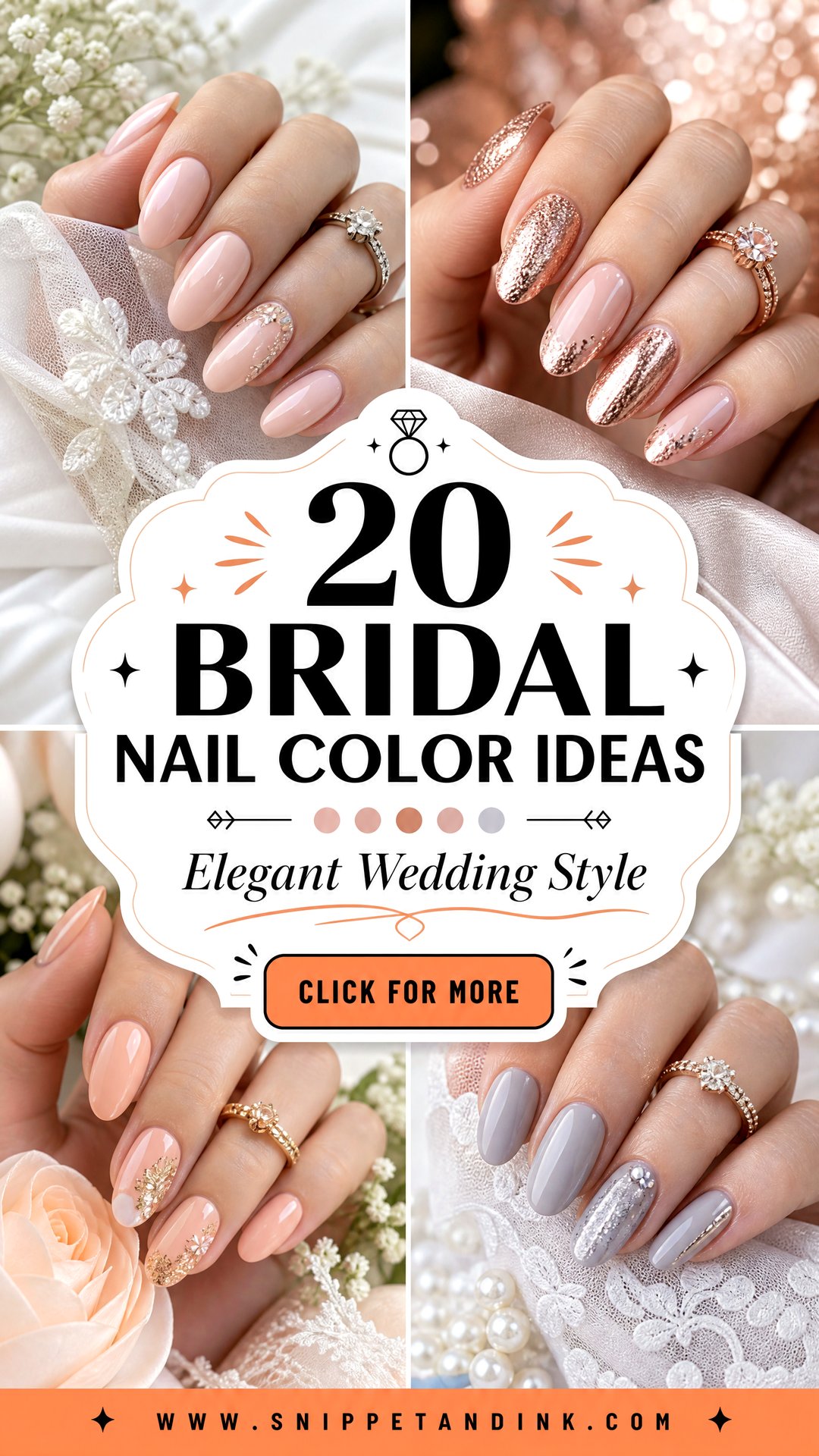 20 Bridal Nail Color Ideas for Elegant Wedding Style - 20 Bridal Nail Color Ideas for Elegant Wedding Style
