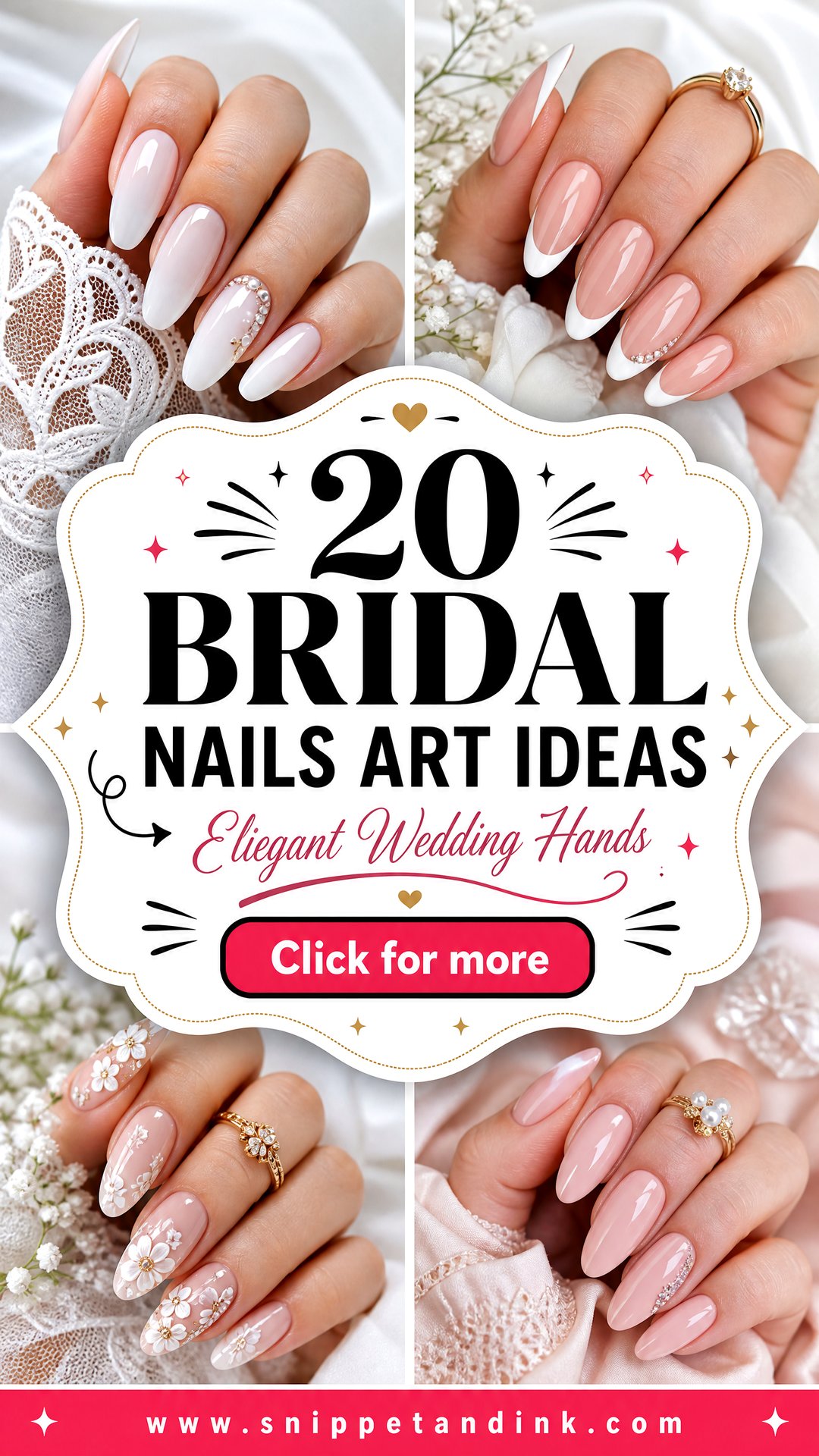 20 Bridal Nails Art Ideas for Elegant Wedding Hands - 20 Bridal Nails Art Ideas for Elegant Wedding Hands