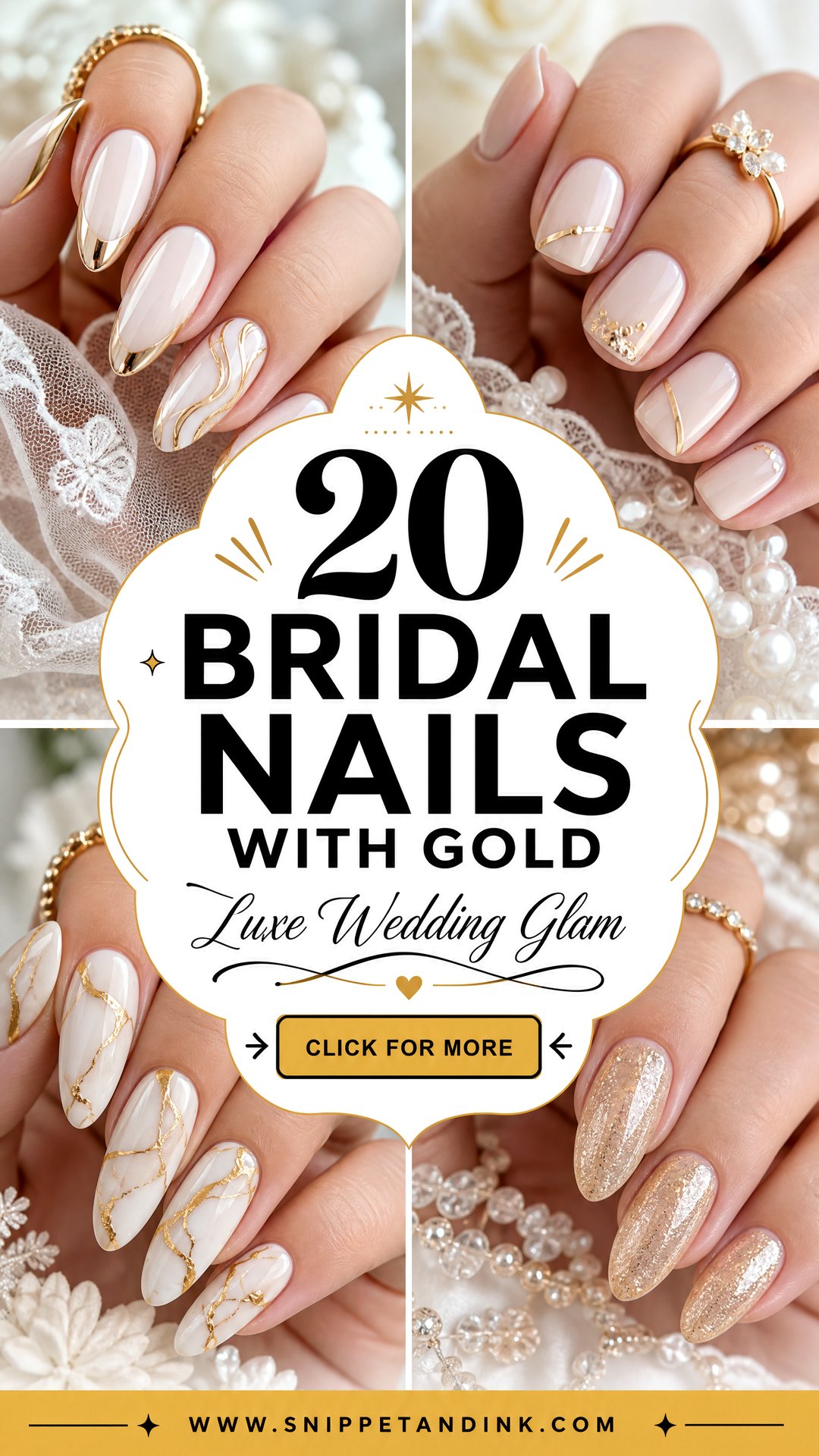 20 Bridal Nails with Gold for Luxe Wedding-Day Glam - 20 Bridal Nails with Gold for Luxe Wedding-Day Glam