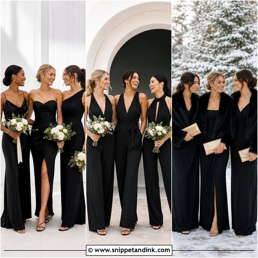 20 Bridal Party in Black Ideas for a Striking Modern Wedding