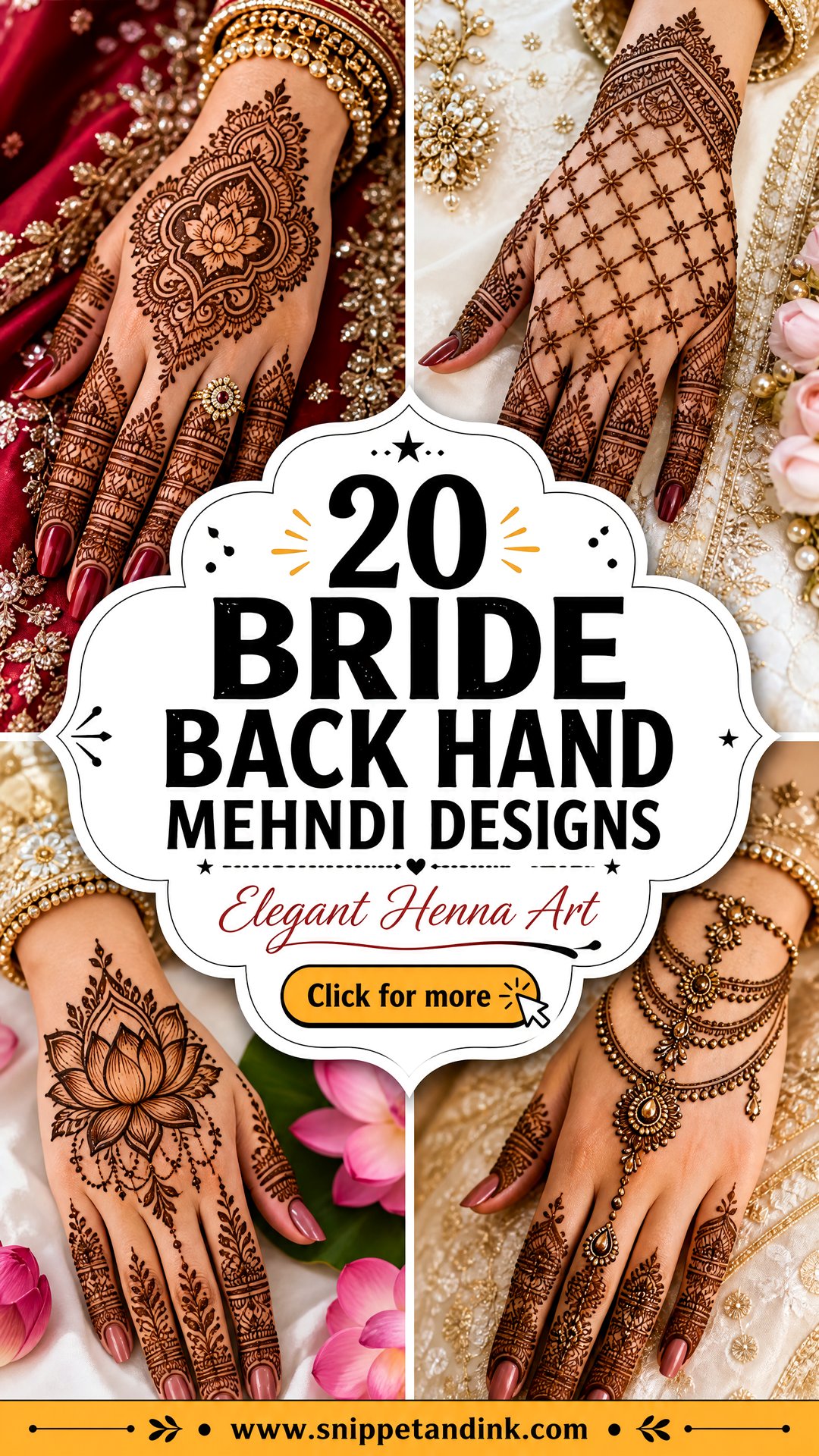 20 Bride Back Hand Mehndi Designs for Elegant Henna Art - 20 Bride Back Hand Mehndi Designs for Elegant Henna Art