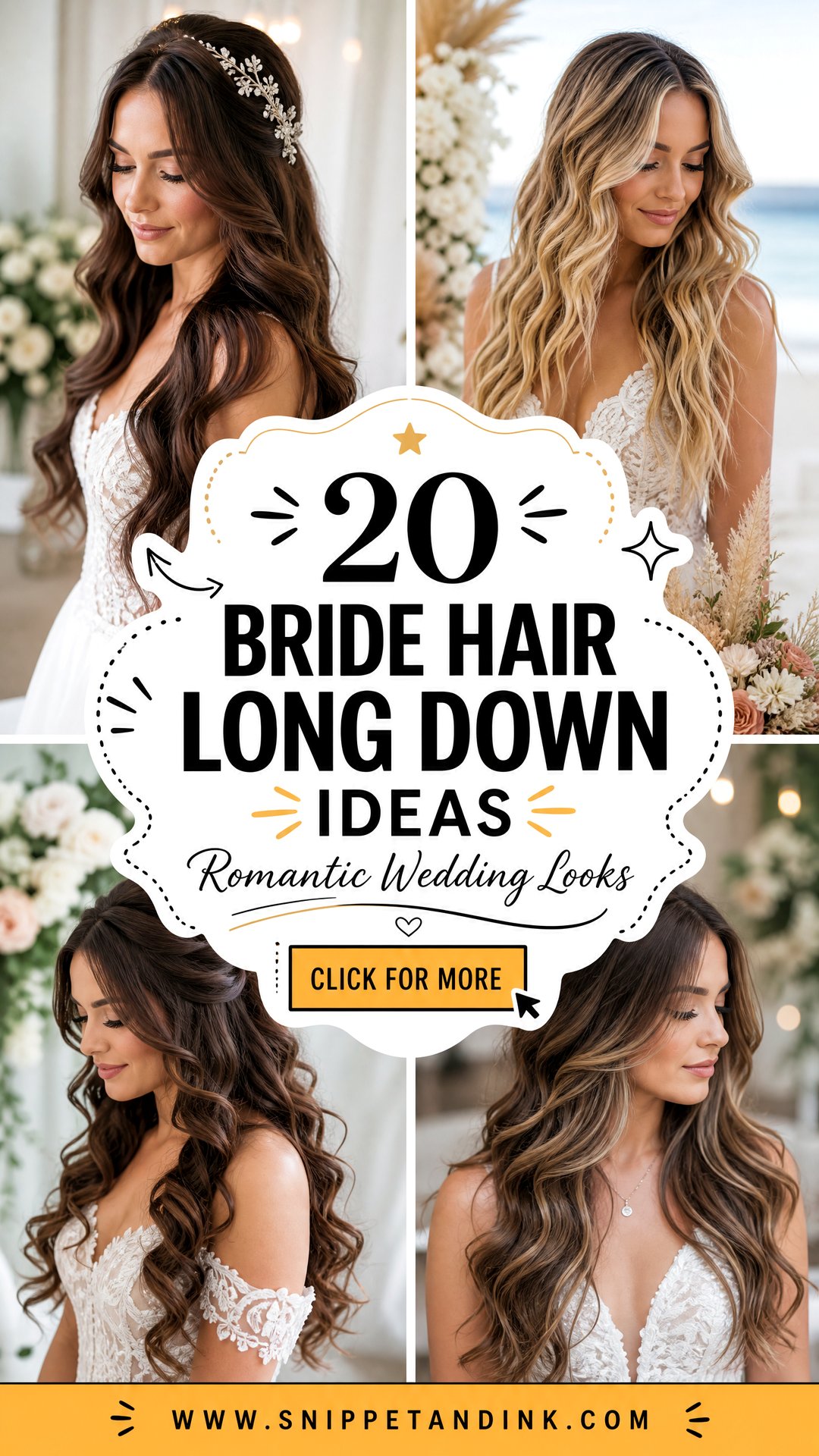 20 Bride Hair Long Down Ideas for Romantic Wedding Looks - 20 Bride Hair Long Down Ideas for Romantic Wedding Looks