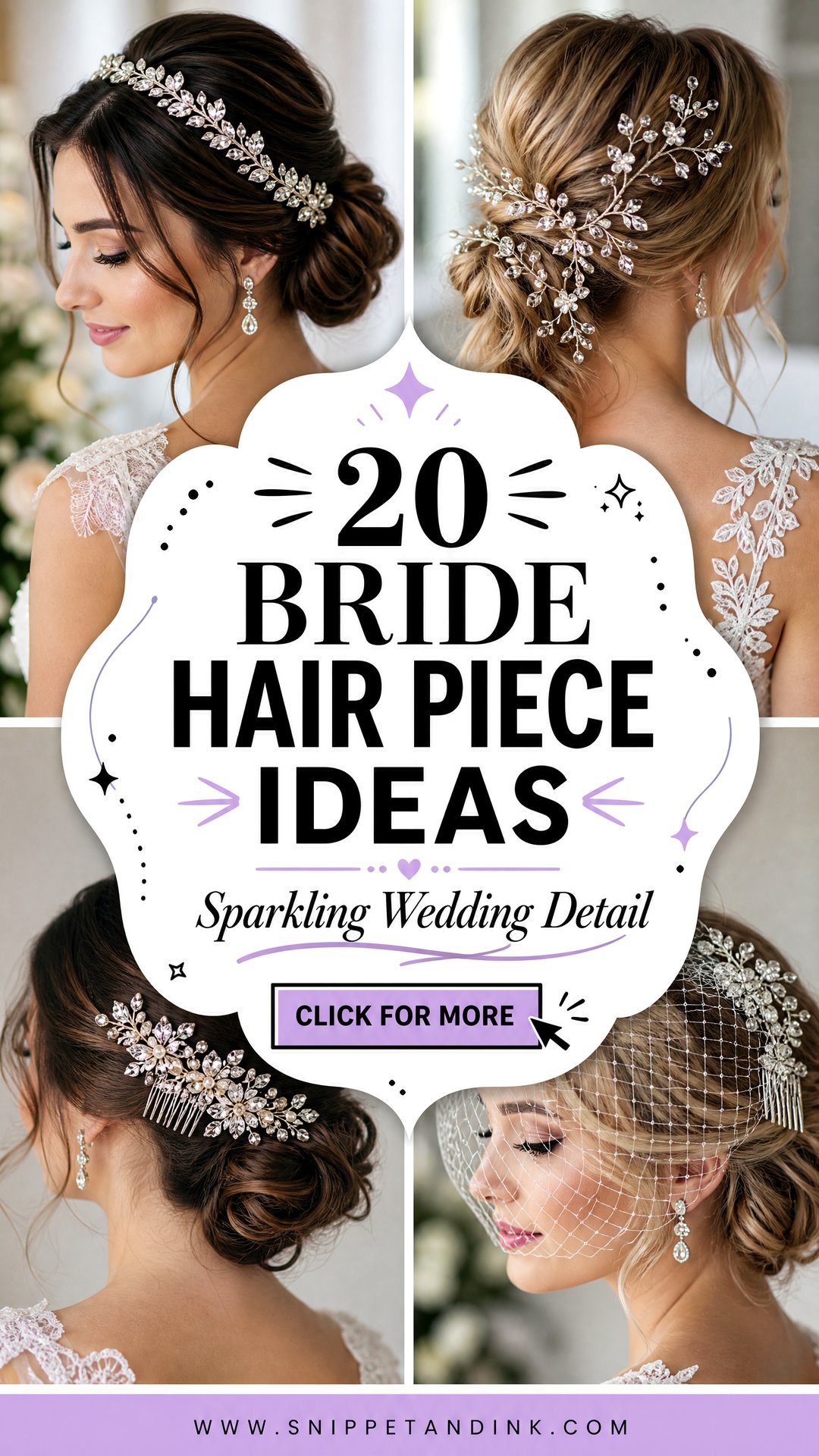 20 Bride Hair Piece Ideas for Sparkling Wedding Detail - 20 Bride Hair Piece Ideas for Sparkling Wedding Detail