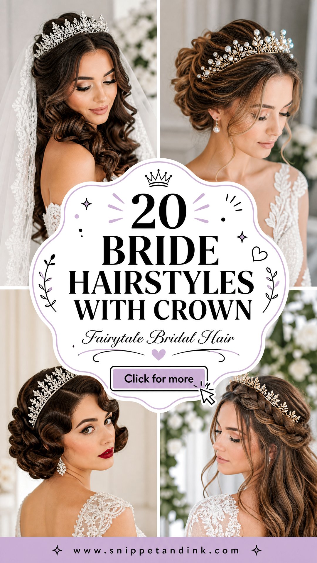 20 Bride Hairstyles with Crown for Fairytale Bridal Hair - 20 Bride Hairstyles with Crown for Fairytale Bridal Hair