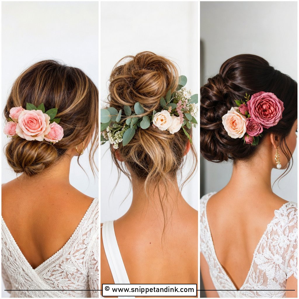 20 Bride Hairstyles with Flowers for Fresh Wedding Beauty