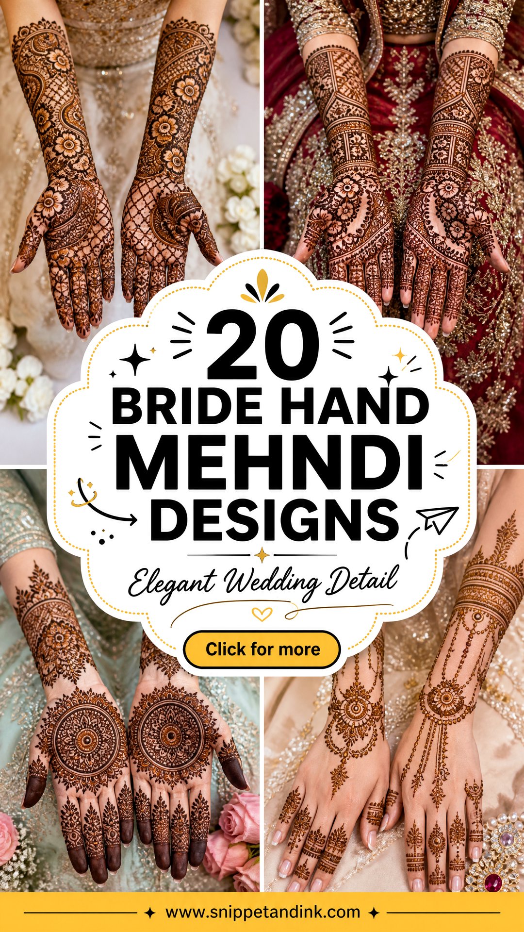 20 Bride Hand Mehndi Designs for Elegant Wedding Detail - 20 Bride Hand Mehndi Designs for Elegant Wedding Detail