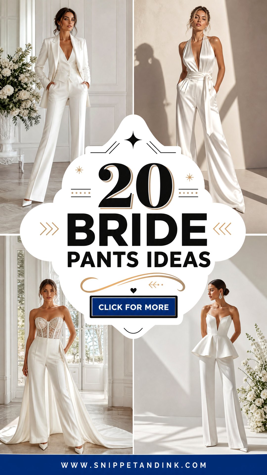 20 Bride Pants Ideas for Chic Modern Wedding-Day Style - 20 Bride Pants Ideas for Chic, Modern Wedding-Day Style