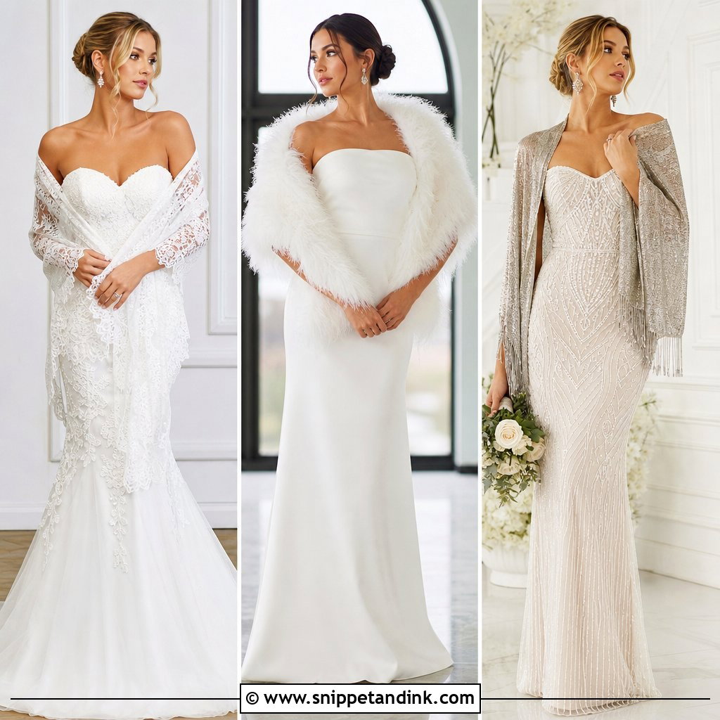 20 Bride Shawl Ideas for Elegant, Cozy Wedding-Day Style