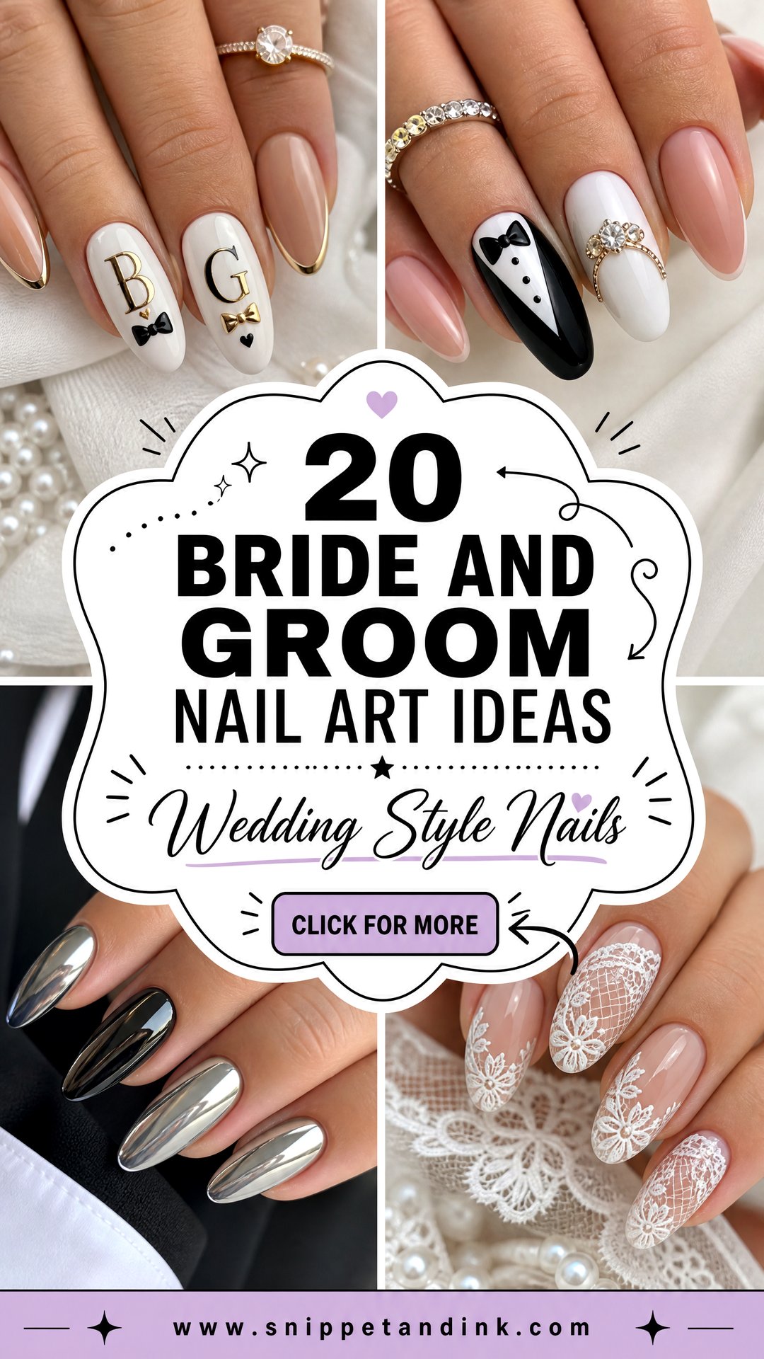 20 Bride and Groom Nail Art Ideas for Wedding Style - 20 Bride and Groom Nail Art Ideas for Wedding Style