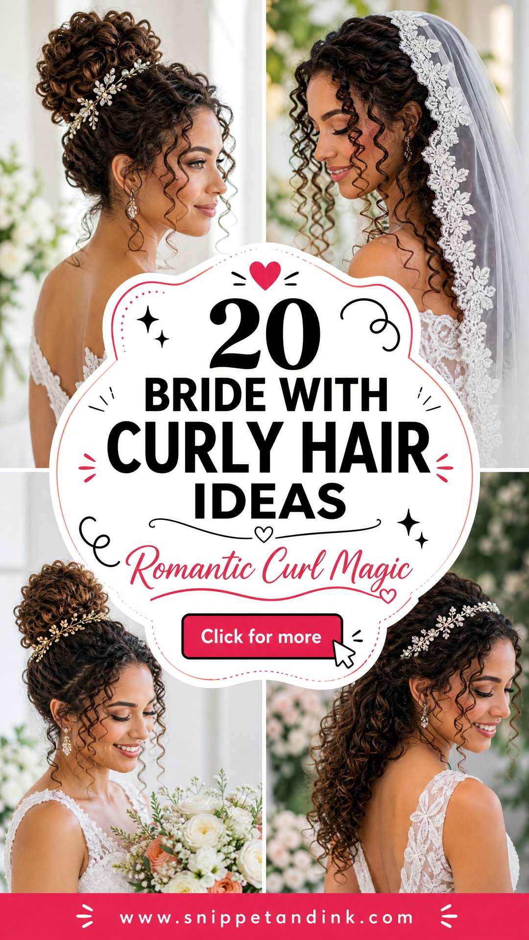 20 Bride with Curly Hair Ideas for Romantic Wedding Style - 20 Bride with Curly Hair Ideas for Romantic Wedding Style