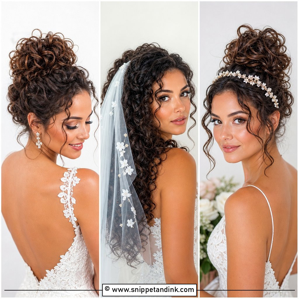 20 Bride with Curly Hair Ideas for Romantic Wedding Style