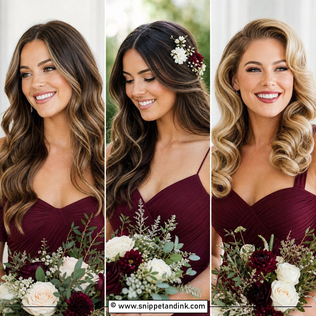 20 Bridesmaid Hair Ideas Down for Elegant Wedding Looks