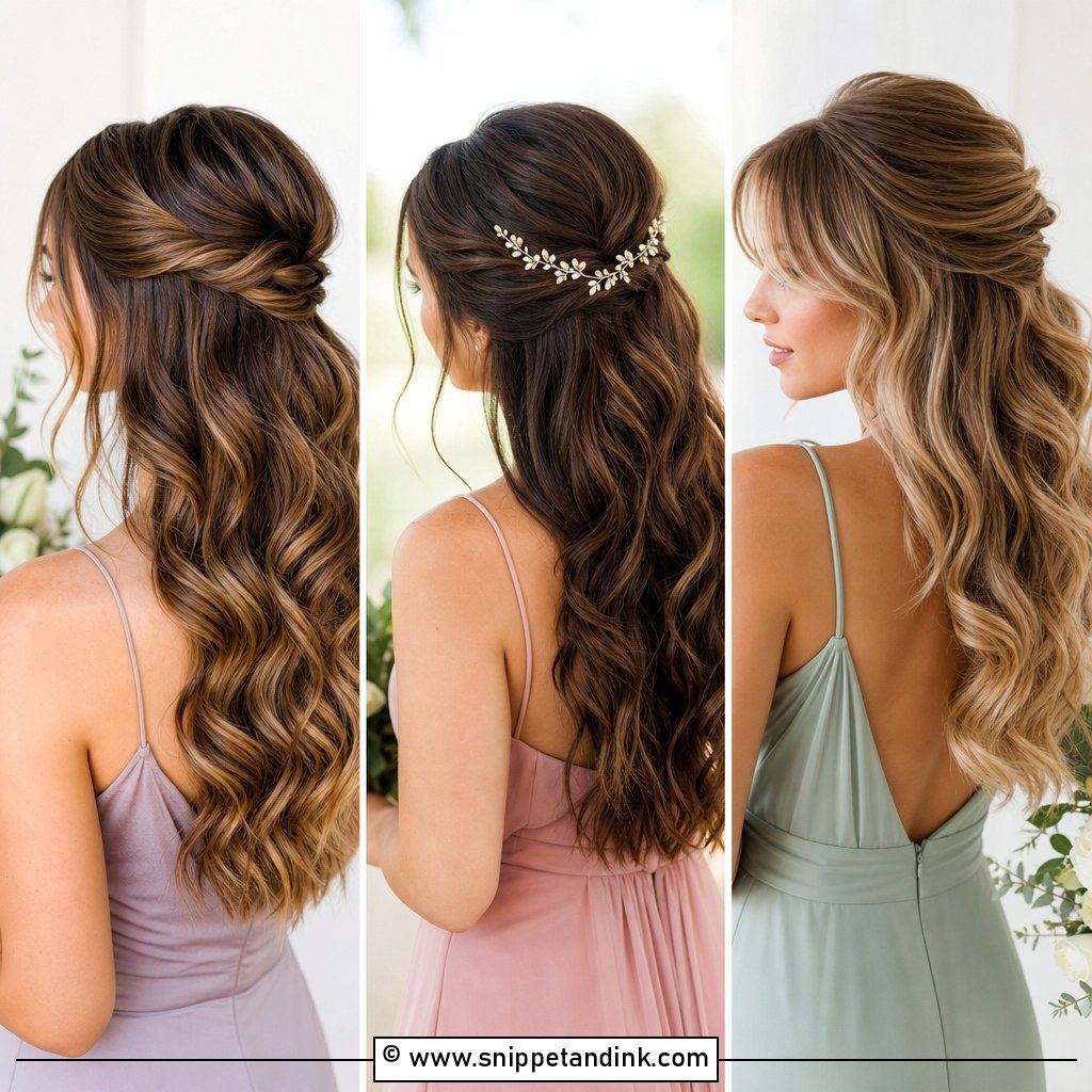 20 Bridesmaid Hair Styles Half Up Half Down Medium Length Chic