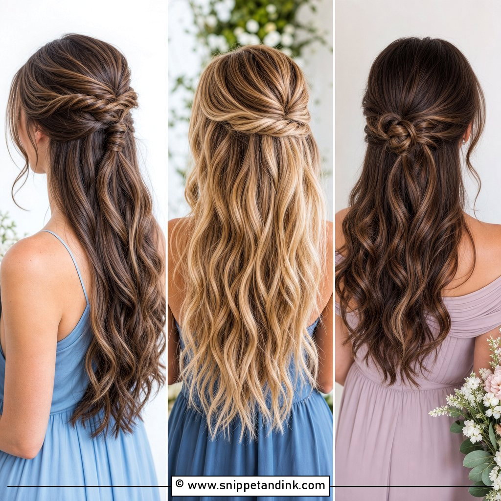 20 Bridesmaid Hair Styles Half Up Half Down Romantic Ideas