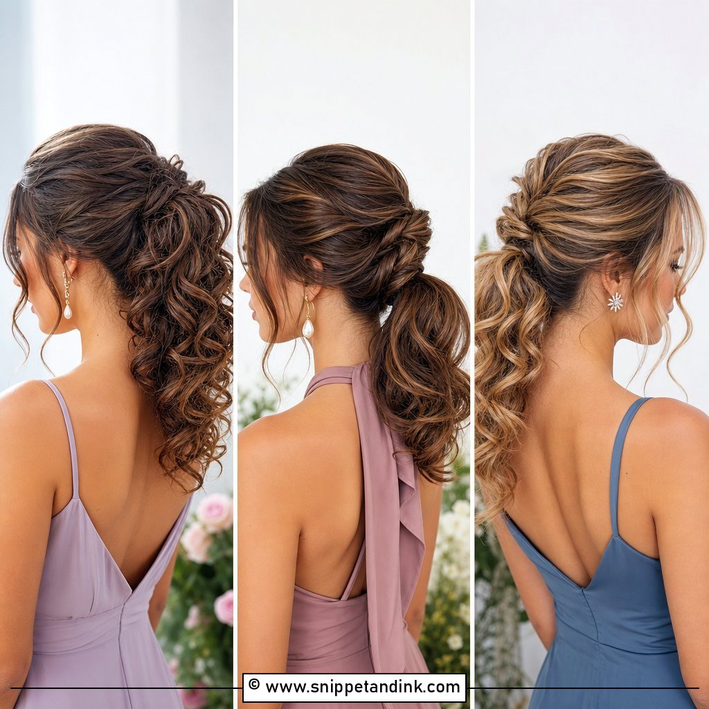 20 Bridesmaid Hair Updo Ponytail Ideas for Modern Weddings