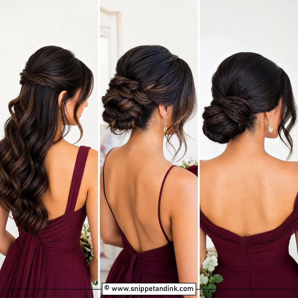 20 Bridesmaid Hairstyles Dark Hair for Elegant Wedding Glow