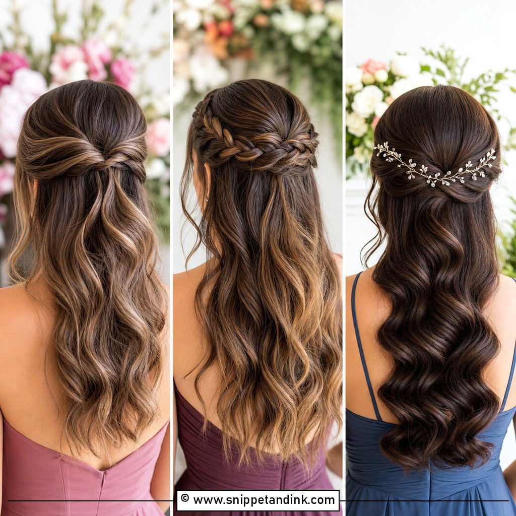 20 Bridesmaid Hairstyles Half Up for Romantic Wedding Looks