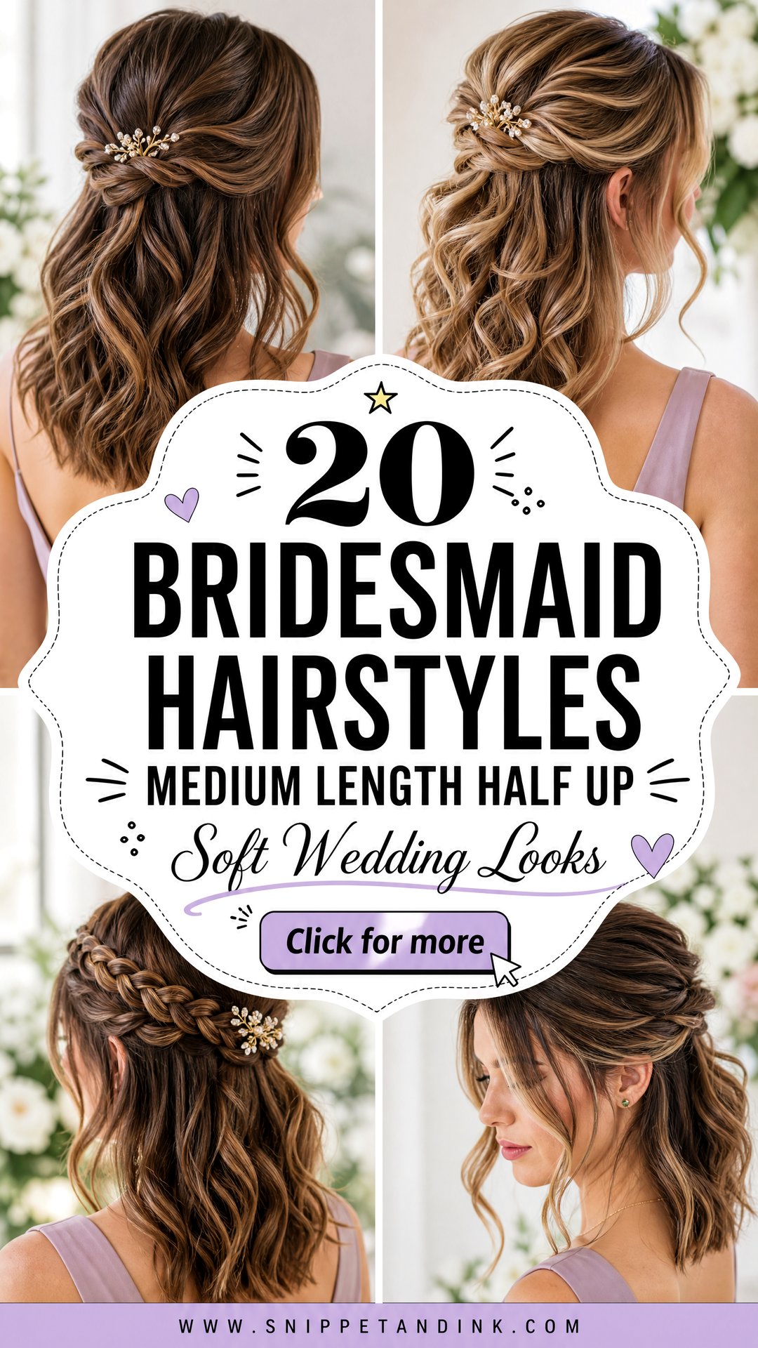 20 Bridesmaid Hairstyles Medium Length Half Up Soft Looks - 20 Bridesmaid Hairstyles Medium Length Half Up: Soft Looks