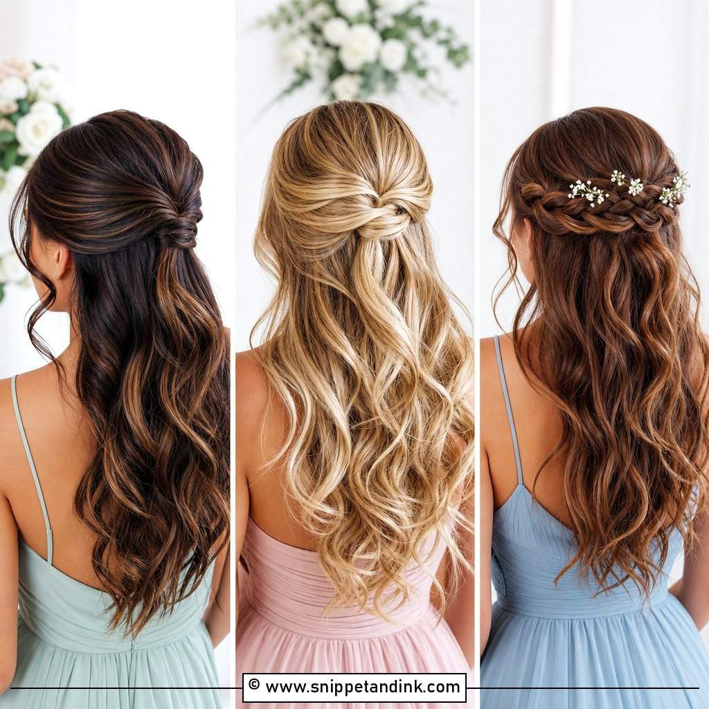 20 Bridesmaid Hairstyles Medium Length Half Up Soft Looks