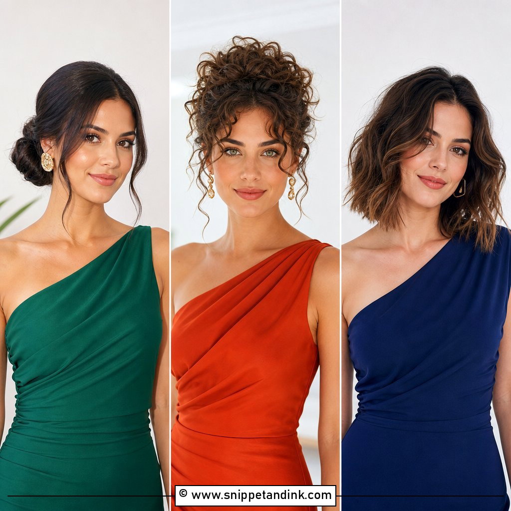20 Bridesmaid Hairstyles One Shoulder Dress Balanced Looks
