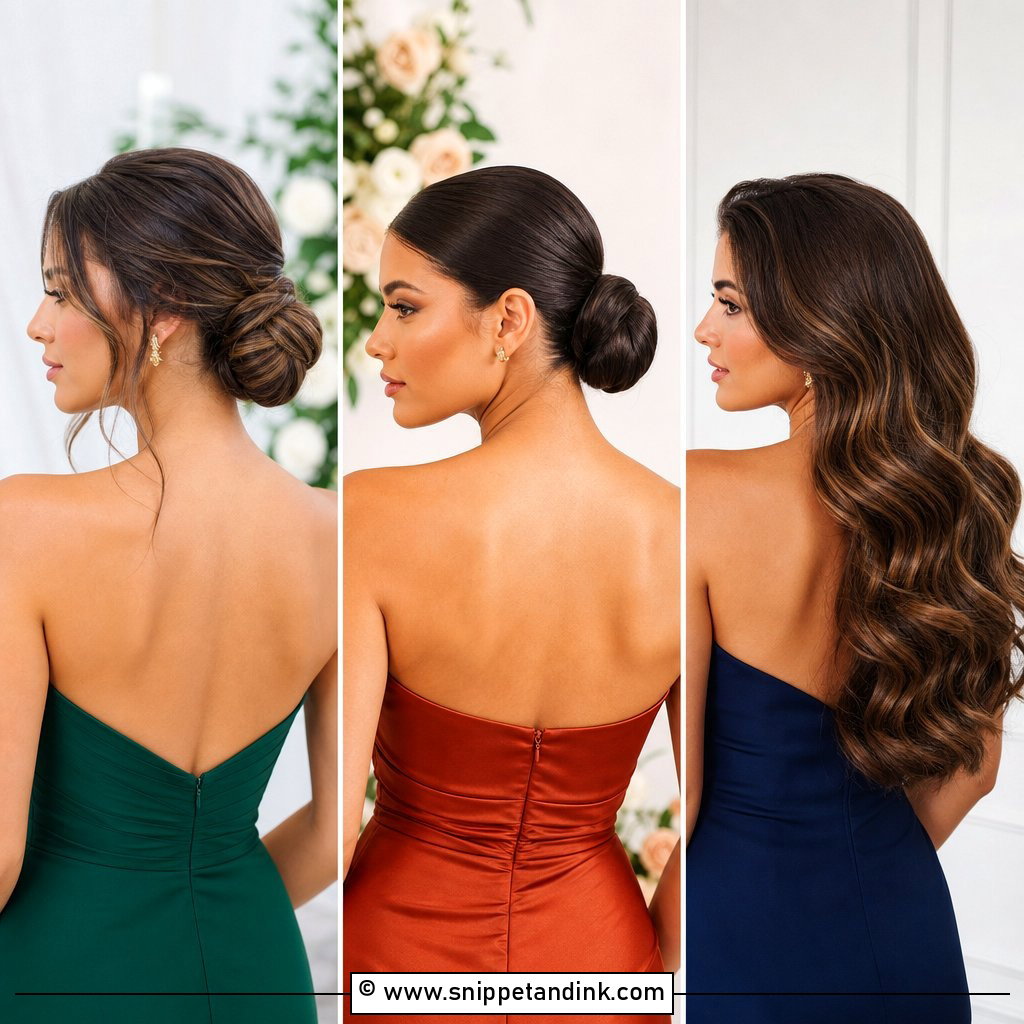 20 Bridesmaid Hairstyles Strapless Dress Elegant Neckline Ideas