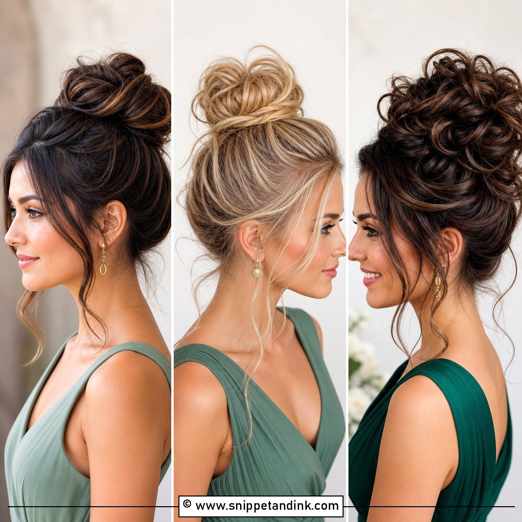 20 Bridesmaid Hairstyles Updo High Bun Polished Party Looks