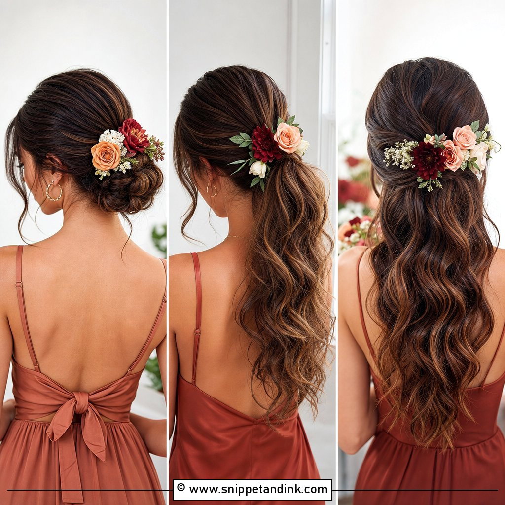 20 Bridesmaid Hairstyles with Flowers for Dreamy Weddings