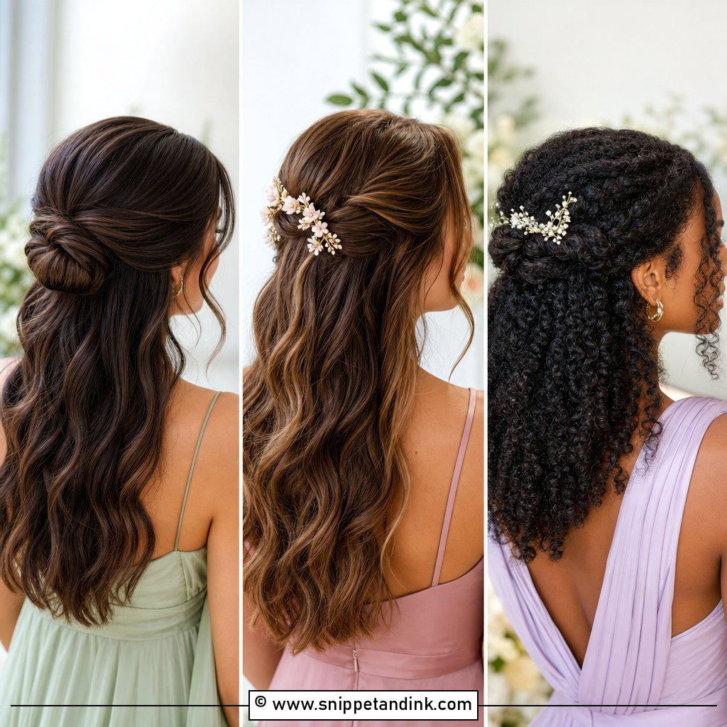 20 Bridesmaids Hair Half Up Half Down Ideas for Soft Glam