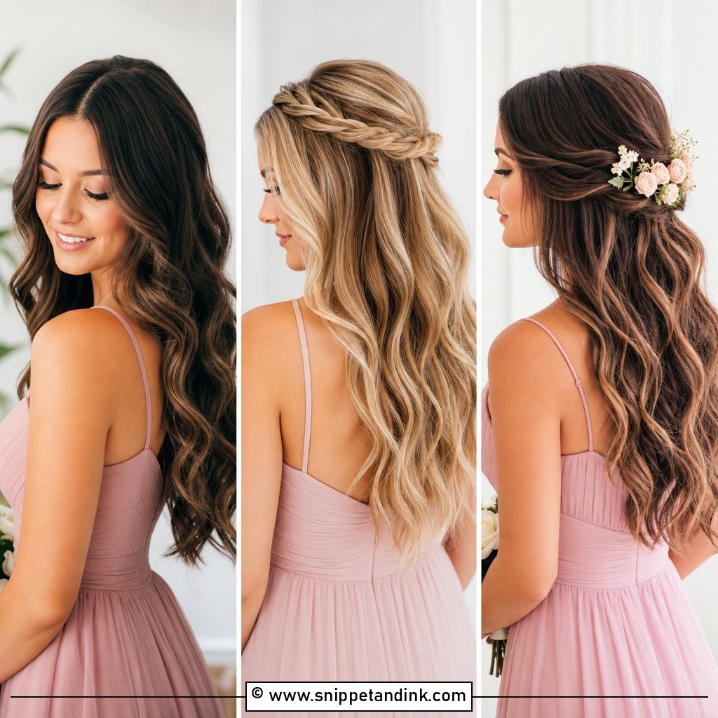 20 Bridesmaids Hairstyles Down for Effortless Romance
