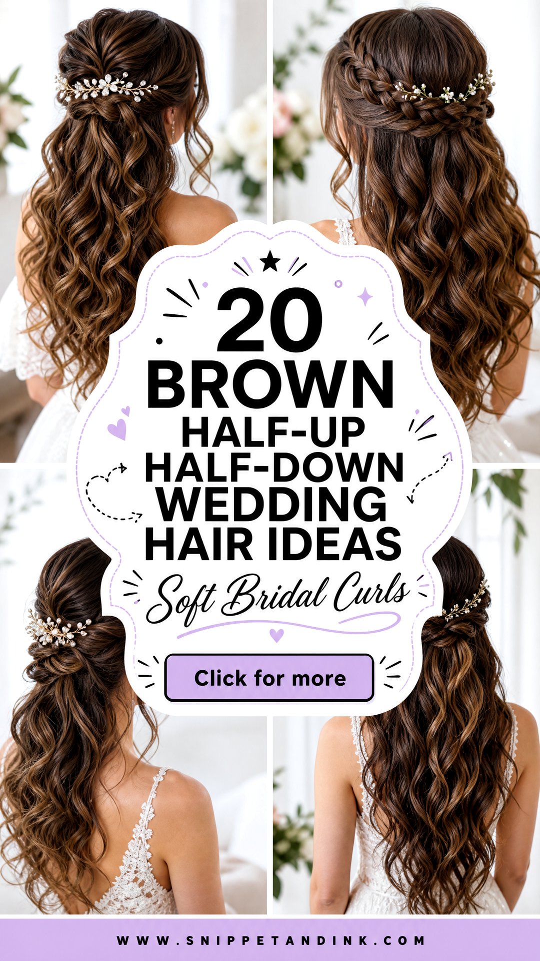 20 Brown Half-Up Half-Down Wedding Hair Ideas for Brides - 20 Brown Half-Up Half-Down Wedding Hair Ideas for Brides