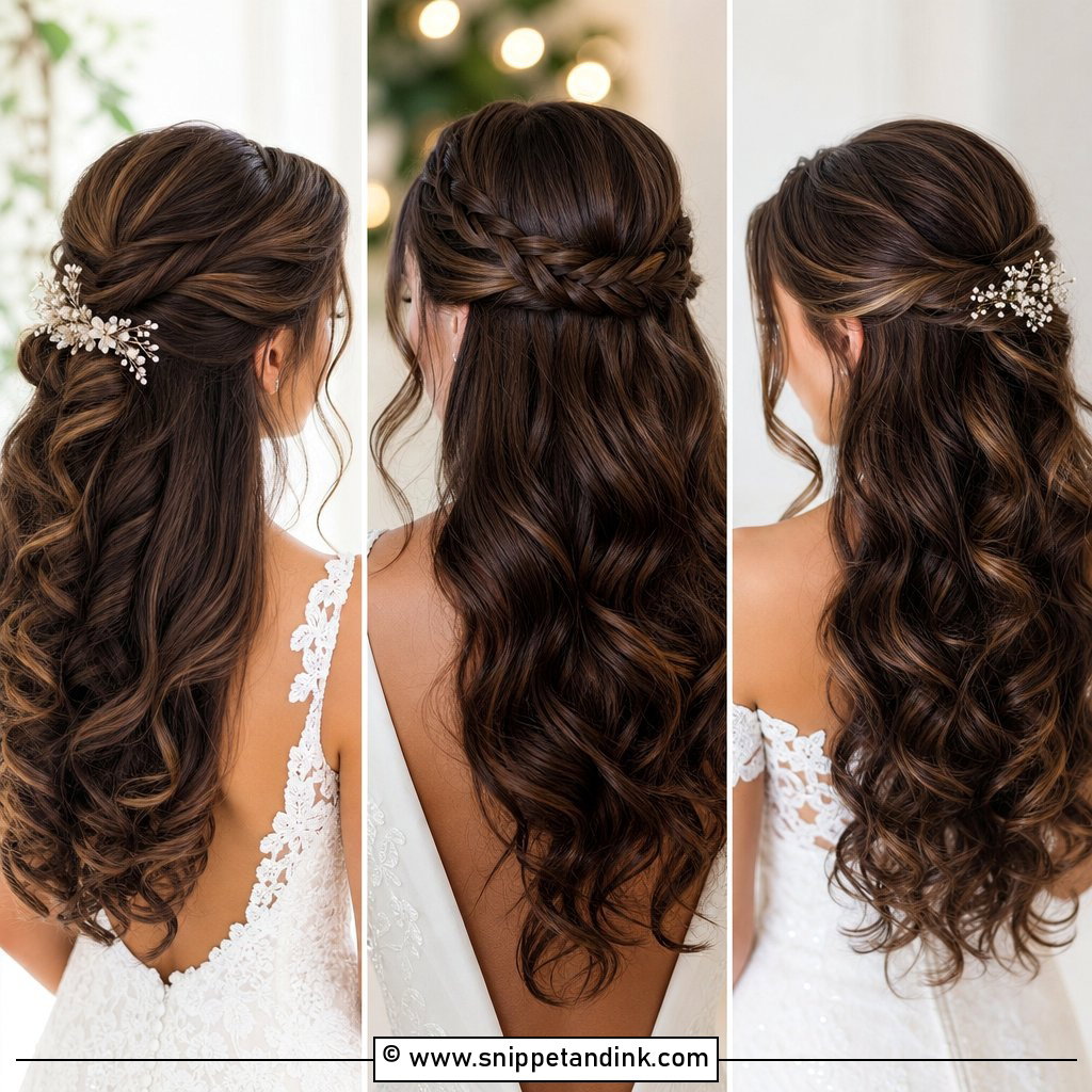 20 Brown Half-Up Half-Down Wedding Hair Ideas for Brides